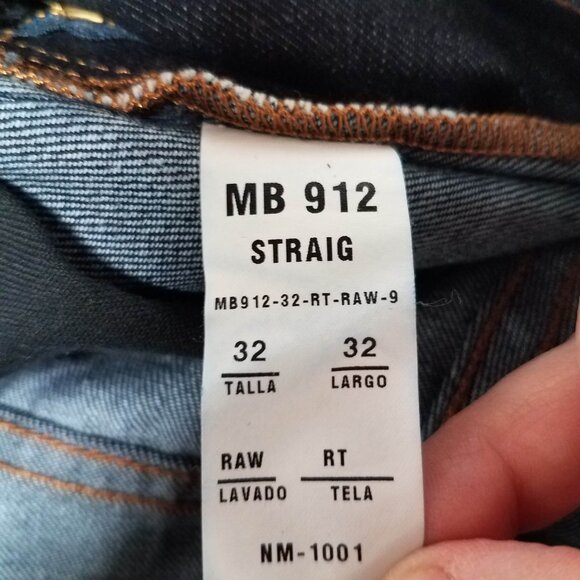 Mott and Bow Jeans Blue Mens 32x32 Straight Dark Wash Denim MB912-32-RT-RAW-9 - Picture 10 of 10